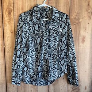 Snakeskin Print Button-Up Shirt